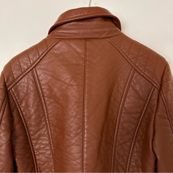 Marc New York Andrew Marc Women Brown Faux Vegan Leather Jacket Size M - Picture 9 of 12